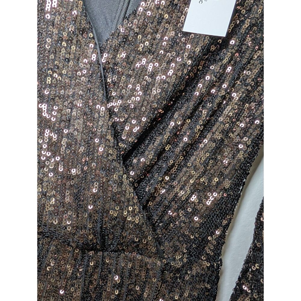 The Drop Sequin Mini Dress XXS | Bronze Glam Party Night Out Holiday Sparkle - Picture 10 of 10
